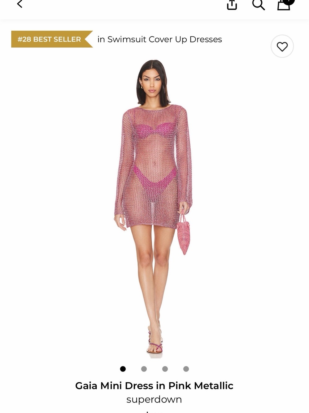 superdown Pink Metallic Mesh Mini Swim Cover-Up